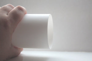 Cylindrical shaped vase made from English fine bone china - geometric decor