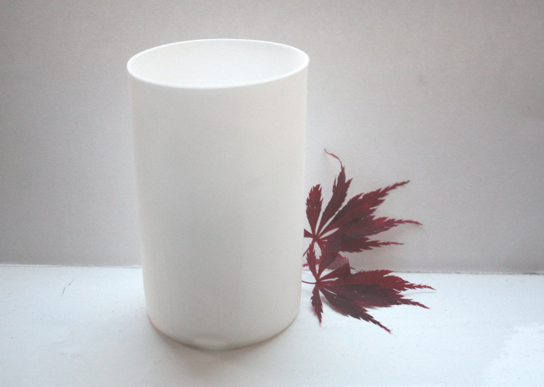 Cylindrical shaped vase made from English fine bone china - geometric decor