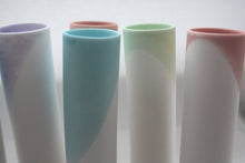 Load image into Gallery viewer, Tube vase made from English fine bone china in 4 pastel colours - bud vase