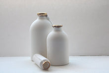 Load image into Gallery viewer, Trio of English fine bone china bottles with gold rims