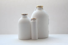 Load image into Gallery viewer, Trio of English fine bone china bottles with gold rims