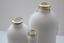 Load image into Gallery viewer, Trio of English fine bone china bottles with gold rims