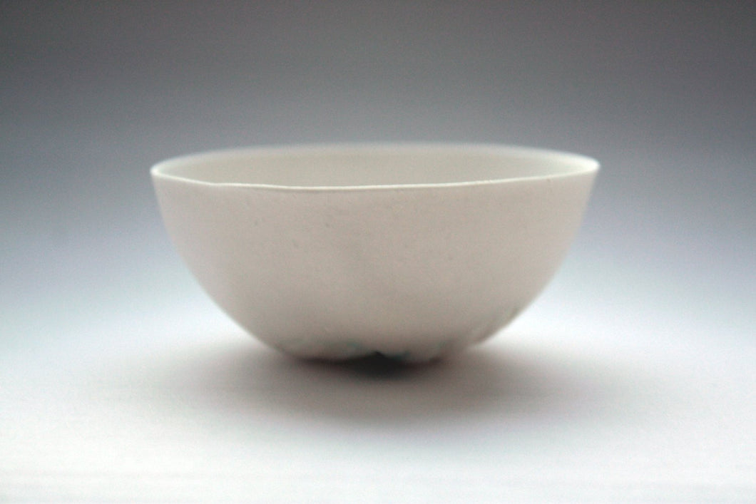 Small porcelain bowl. Decorative stoneware English fine bone china small bowl with green hue.