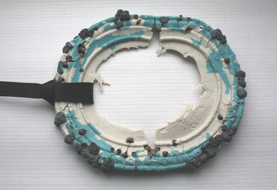 Oval frame with blue & white Limoges porcelain