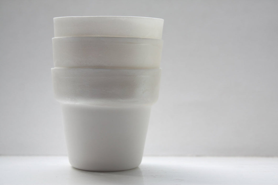 Mother of pearl pot. Pure white fine bone china planter with a hint of mother of pearl
