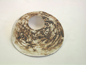 Abstract ceramic sculpture vessel with unique texture - solar