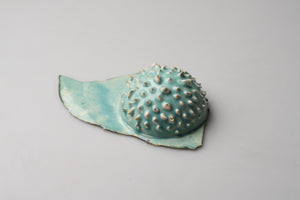 Abstract ceramic sculpture vessel with unique texture - mini solar