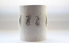 Load image into Gallery viewer, Earthenware vessel handthrown with an aged look and embossed birds on branches