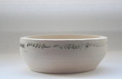 Stoneware vessel handthrown with embossed branches in ivory color