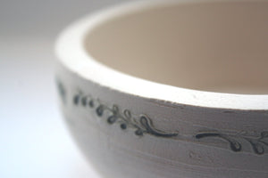 Stoneware vessel handthrown with embossed branches in ivory color