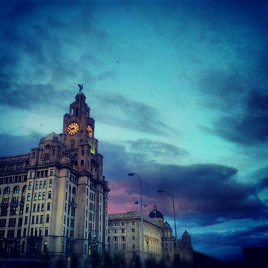 City landscape miniature photography - Royal Liver Building Liverpool Sunset
