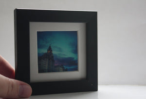 City landscape miniature photography - Royal Liver Building Liverpool Sunset