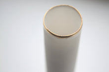 Load image into Gallery viewer, Thin tall tube vase made out of stoneware English fine bone china and real gold