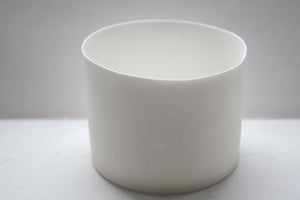 Stoneware fine bone china container or tealight holder with a grey fingerprint. Illustrated ceramics