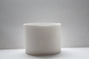 Stoneware fine bone china container or tealight holder with a grey fingerprint. Illustrated ceramics