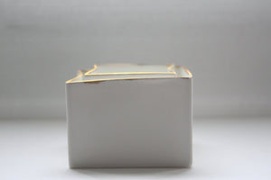 Pure white cube set made from fine bone china and real gold mat rims - geometric decor