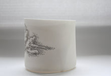 Load image into Gallery viewer, Hurricane lantern. Up with the clouds - Fine  bone china tea light holder with cloud illustration.