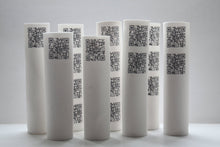 Load image into Gallery viewer, Tube vase made from English fine bone china with QR codes - bud vase