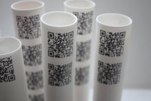 Load image into Gallery viewer, Tube vase made from English fine bone china with QR codes - bud vase