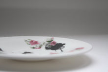 Load image into Gallery viewer, Upcycled stoneware fine bone china plate with vintage illustrations.