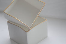 Load image into Gallery viewer, Big snow white cube made from fine bone china and real gold rims - geometric decor