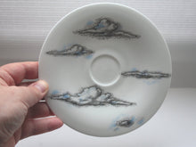 Load image into Gallery viewer, Upcycled stoneware fine bone china plate with cloud illustrations, white porcelain