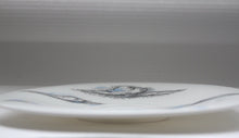 Load image into Gallery viewer, Upcycled stoneware fine bone china plate with cloud illustrations, white porcelain