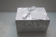 Load image into Gallery viewer, White gift box matchbox style with silver branches and ribbon,
