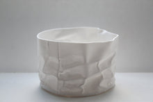 Load image into Gallery viewer, Crumpled paper looking white vessel made out of English fine bone china