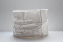 Load image into Gallery viewer, Crumpled paper looking white vessel made out of English fine bone china