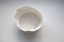 Load image into Gallery viewer, Crumpled paper looking white vessel made out of English fine bone china