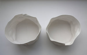 Small vessel. Crumpled paper looking vessel made out of fine bone china with real gold lines