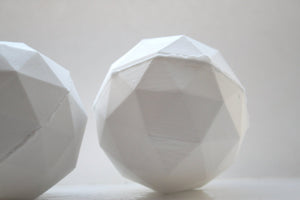 Geometric faceted polyhedron white vase made from stoneware fine bone china -  geometric decor