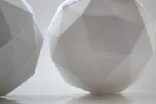 Load image into Gallery viewer, Geometric faceted polyhedron white vase made from stoneware fine bone china -  geometric decor