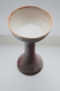 Greek inspired handmade tall vessel with shades of burgundy