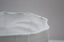 Load image into Gallery viewer, Crumpled paper looking vessel made out of English fine bone china and mother of pearl.