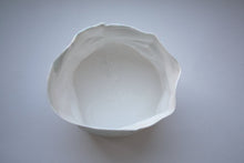 Load image into Gallery viewer, Crumpled paper looking vessel made out of English fine bone china and mother of pearl.