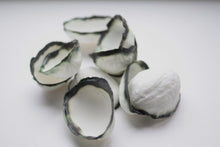 Load image into Gallery viewer, Walnut shells from fine bone china with burnt looking finish effect, stoneware porcelain