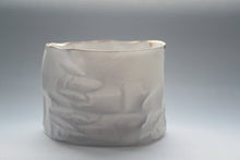 Load image into Gallery viewer, White with gold vessel. Crumpled paper-looking vessel made out of fine bone china with real gold
