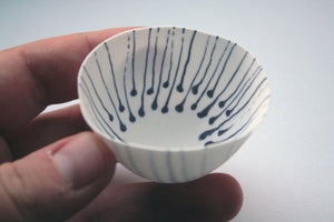 Small porcelain vessel. Fine bone china small stoneware vessel with cobalt blue accents.