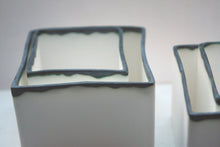 Load image into Gallery viewer, Pure white cube set made from fine bone china and burnt effect rims - geometric decor