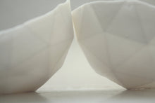 Load image into Gallery viewer, Geometric faceted polyhedron pure white bowl made from stoneware fine bone china - ring dish