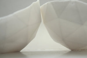 Geometric faceted polyhedron pure white bowl made from stoneware fine bone china - ring dish