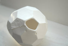 Load image into Gallery viewer, Honeycomb white vase made from stoneware fine bone china - hexagonal polyhedron - geometric decor