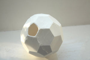 Honeycomb white vase made from stoneware fine bone china - hexagonal polyhedron - geometric decor