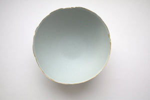 Blue porcelain bowl. Stoneware porcelain bowl in duck egg blue with gold rims.