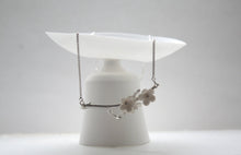 Load image into Gallery viewer, Summer blossom solid sterling silver necklace with porcelain flowers - silver twig necklace
