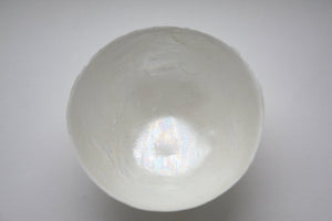 Stoneware English fine bone china vessel with mother of pearl luster interior - iridescent