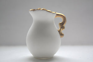 Mini jug made from English fine bone china and real gold rim and handle in stoneware