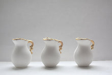 Load image into Gallery viewer, Mini jug made from English fine bone china and real gold rim and handle in stoneware